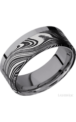 8 mm wide/Flat/Tantalum band with one 6 mm Off Center Edge inlay of Marble.