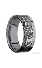 8 mm wide/Flat/Tantalum band with one 6 mm Off Center Edge inlay of Marble.
