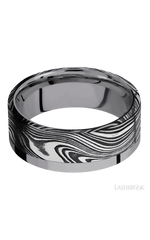 8 mm wide/Flat/Tantalum band with one 6 mm Off Center Edge inlay of Marble.