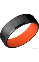 7 mm wide Beveled Zirconium band featuring a Hunter Orange sleeve.