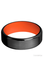 7 mm wide Beveled Zirconium band featuring a Hunter Orange sleeve.