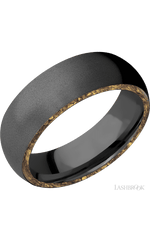 7 mm wide/Domed/Zirconium band with two 1 mm Side inlays of Alaskan Gold Nugget.