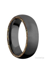7 mm wide/Domed/Zirconium band with two 1 mm Side inlays of Alaskan Gold Nugget.