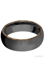 7 mm wide/Domed/Zirconium band with two 1 mm Side inlays of Alaskan Gold Nugget.