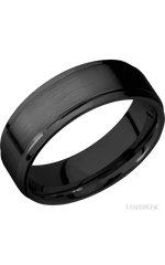 7 mm wide Flat Grooved Edges Zirconium band.