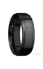 7 mm wide Flat Grooved Edges Zirconium band.
