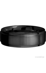 7 mm wide Flat Grooved Edges Zirconium band.