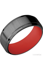 8 mm wide Stepped Bevel Zirconium band featuring a USMC Red sleeve.