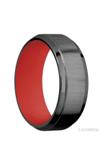 8 mm wide Stepped Bevel Zirconium band featuring a USMC Red sleeve.