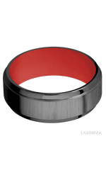 8 mm wide Stepped Bevel Zirconium band featuring a USMC Red sleeve.