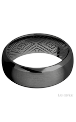 8 mm wide Domed Bevel Zirconium band.