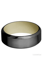 8 mm wide High Bevel Zirconium band featuring a Bright Nickel sleeve.