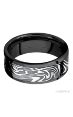 8 mm wide/Flat/Zirconium band with one 6 mm Centered inlay of Kinetic.