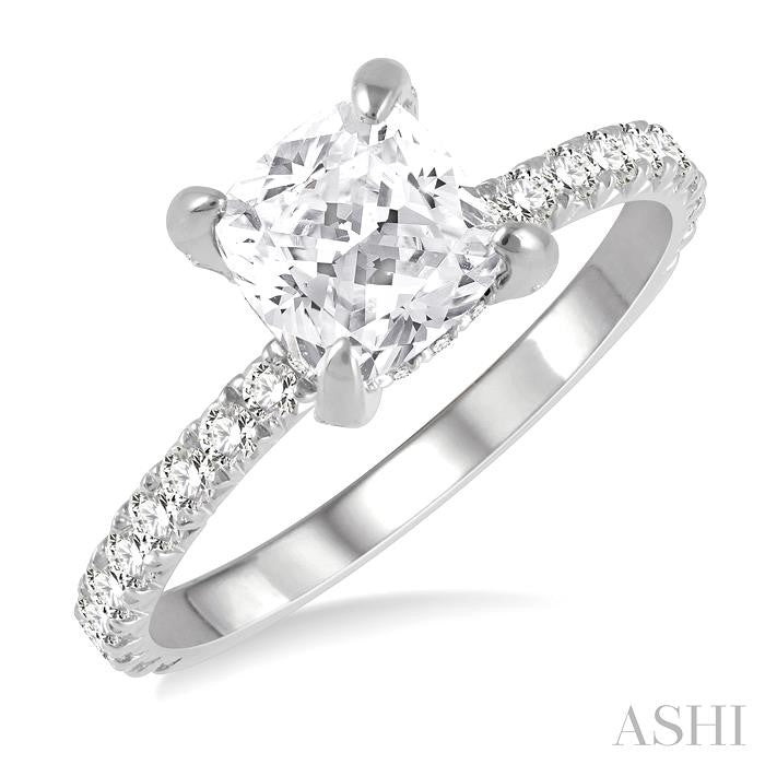 ASHI Cushion Shape Semi-Mount Diamond Engagement Ring 226L3PPFGWG-SM-CU