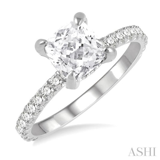 ASHI Cushion Shape Semi-Mount Diamond Engagement Ring 226L3PPFGWG-SM-CU