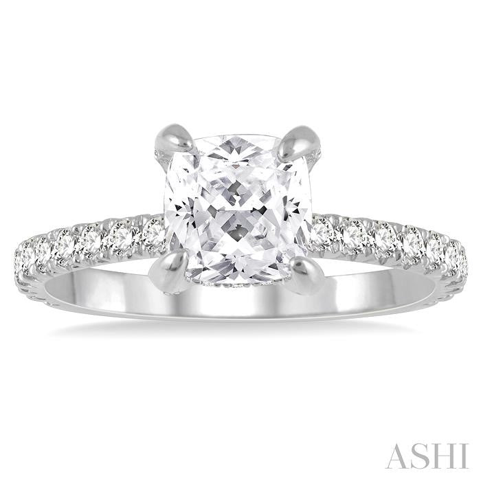 ASHI Cushion Shape Semi-Mount Diamond Engagement Ring 226L3PPFGWG-SM-CU