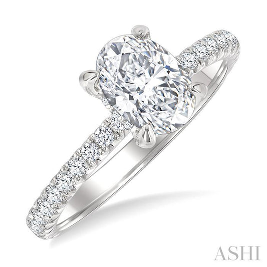 ASHI Oval Shape Semi-Mount Diamond Engagement Ring 226L3PPFGWG-SM-OV