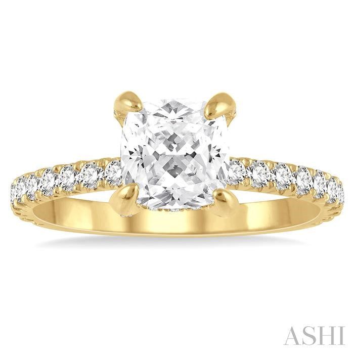 ASHI Cushion Shape Semi-Mount Diamond Engagement Ring 226L3PPFGYG-SM-CU