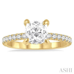ASHI Cushion Shape Semi-Mount Diamond Engagement Ring 226L3PPFGYG-SM-CU