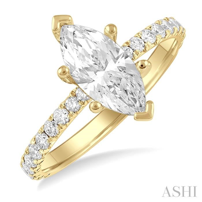 ASHI Marquise Shape Semi-Mount Diamond Engagement Ring 226L3PPFGYG-SM-MQ