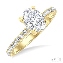 ASHI Oval Shape Semi-Mount Diamond Engagement Ring 226L3PPFGYG-SM-OV