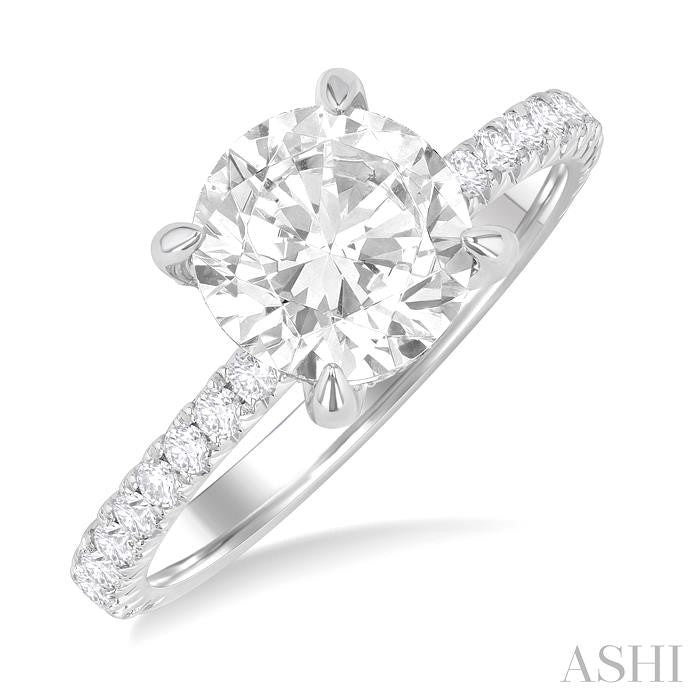ASHI Round Shape Semi-Mount Diamond Engagement Ring 226L3PPFHWG-SMRD-2CT