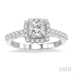 ASHI Princess Shape Halo Diamond Engagement Ring 22790PPFVWG-LE-1.25