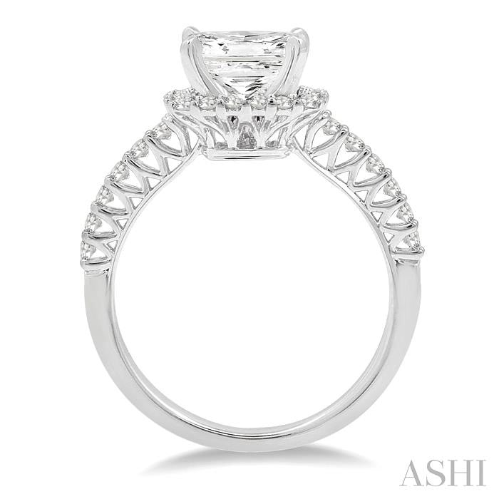 ASHI Princess Shape Semi-Mount Halo Diamond Engagement Ring 22793PPFRWG-SM