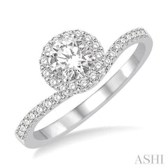 ASHI Round Shape Semi-Mount Halo Diamond Engagement Ring 227C5PPFHWG-SM
