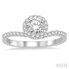 ASHI Round Shape Semi-Mount Halo Diamond Engagement Ring 227C5PPFHWG-SM