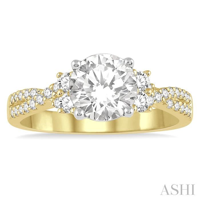 ASHI Round Shape Semi-Mount Diamond Engagement Ring 227G5PPFGYW-SM