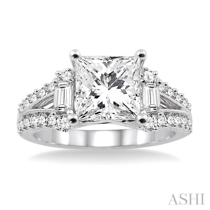 ASHI Princess Shape Semi-Mount Diamond Engagement Ring 22842PPFVWG-SM