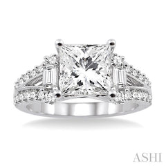 ASHI Princess Shape Semi-Mount Diamond Engagement Ring 22842PPFVWG-SM