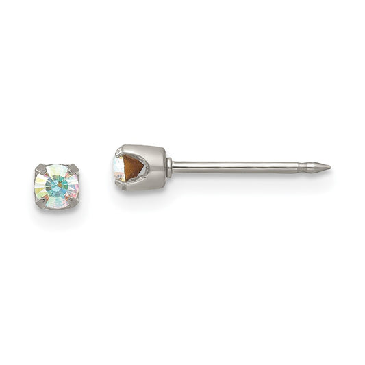 228E Inverness Stainless Steel 3mm Aurora Borealis Crystal Earrings