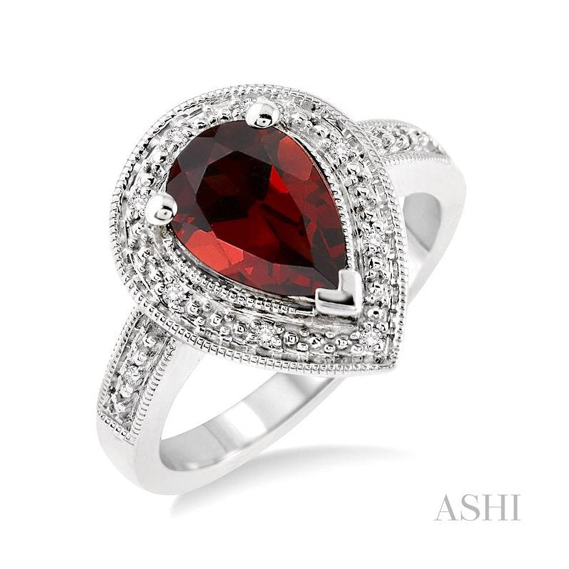 ASHI Silver Pear Shape Gemstone & Diamond Ring 88118PPSSGTSLRG