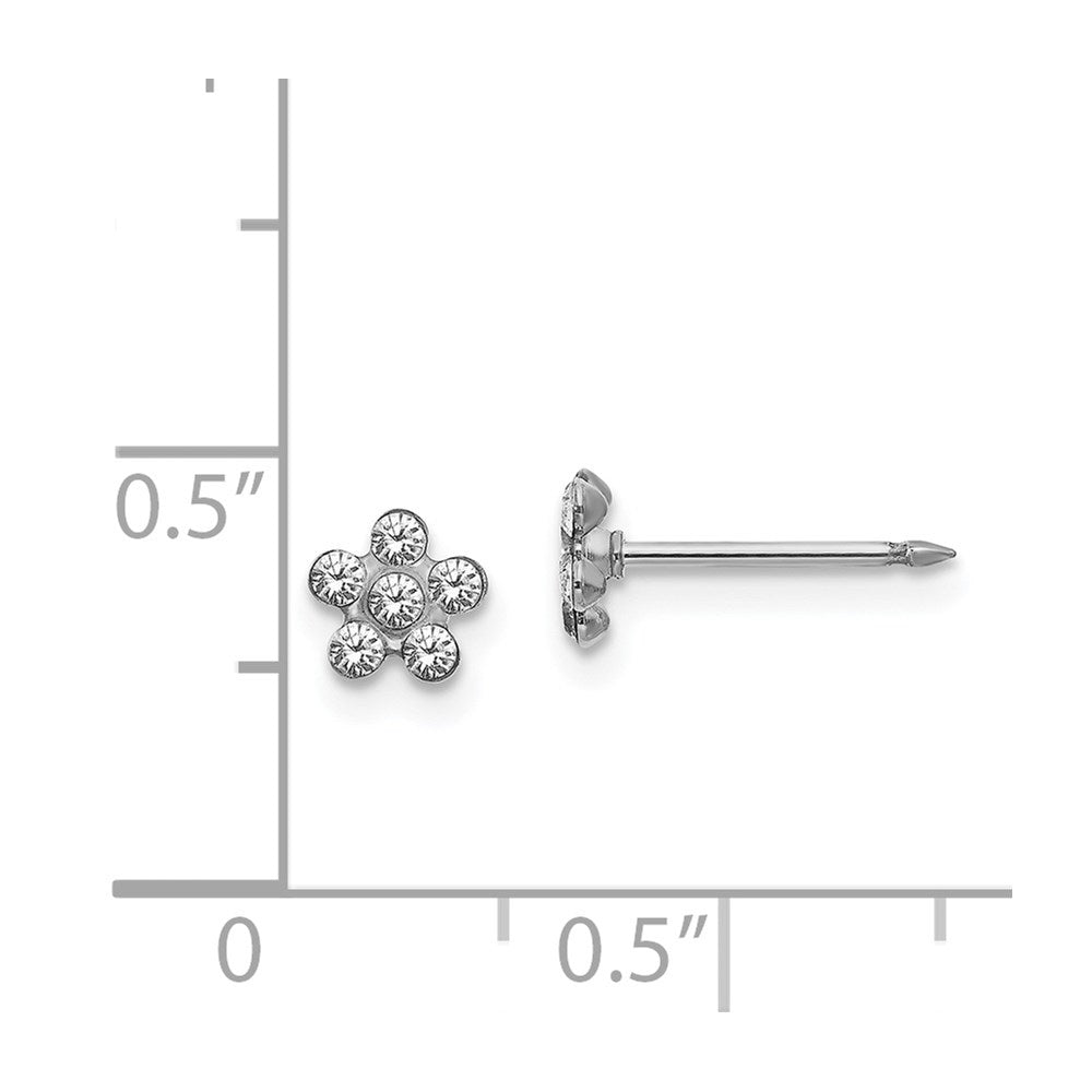 230E Inverness 14k White Gold Clear Crystal Flower Earrings