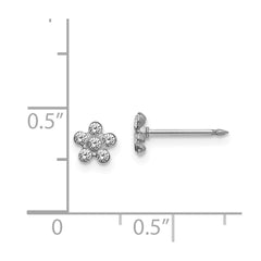 230E Inverness 14k White Gold Clear Crystal Flower Earrings