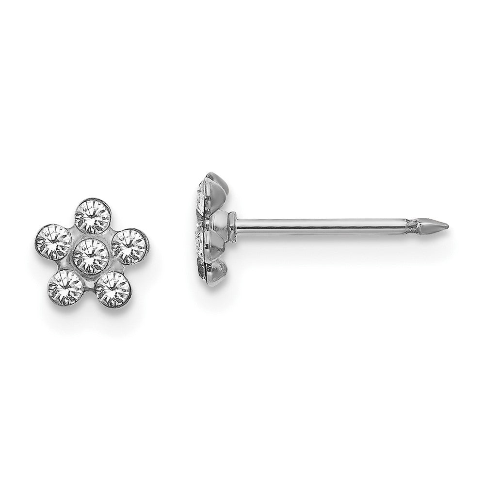 230E Inverness 14k White Gold Clear Crystal Flower Earrings