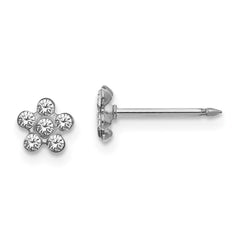 230E Inverness 14k White Gold Clear Crystal Flower Earrings