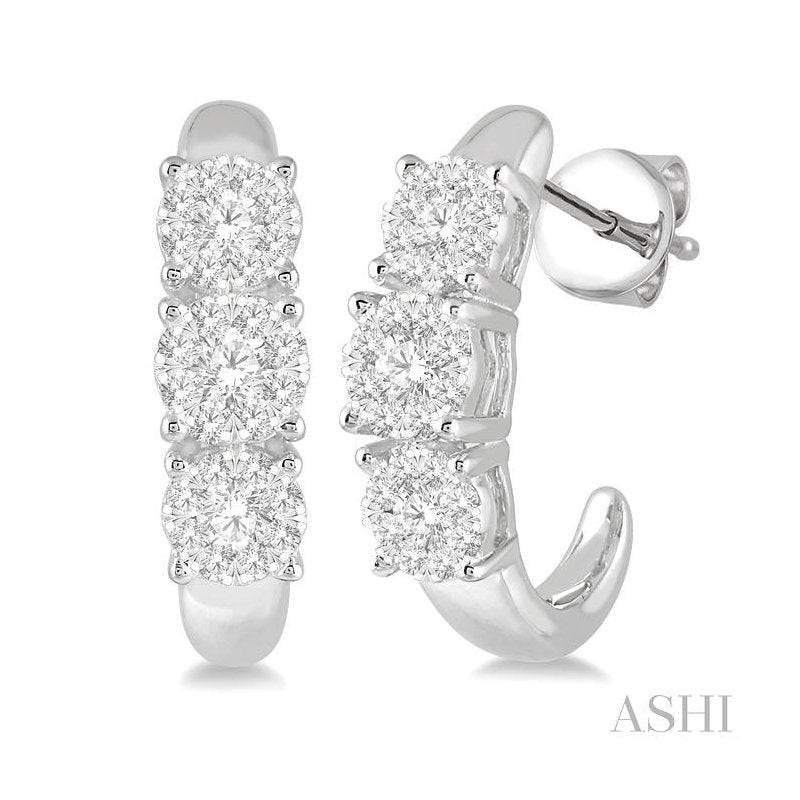 ASHI Round Shape Past Present & Future Lovebright Essential Diamond Half Hoop Earrings 912E3PPFVERWG