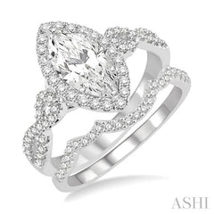 ASHI Marquise Shape Halo Diamond Wedding Set 232C0PPFVWG-WS-1.15