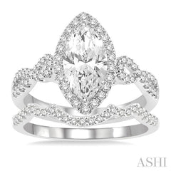 ASHI Marquise Shape Halo Diamond Wedding Set 232C0PPFVWG-WS-1.15