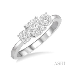 ASHI Round Shape Past Present & Future Lovebright Essential Diamond Engagement Ring 36925PPFGWG