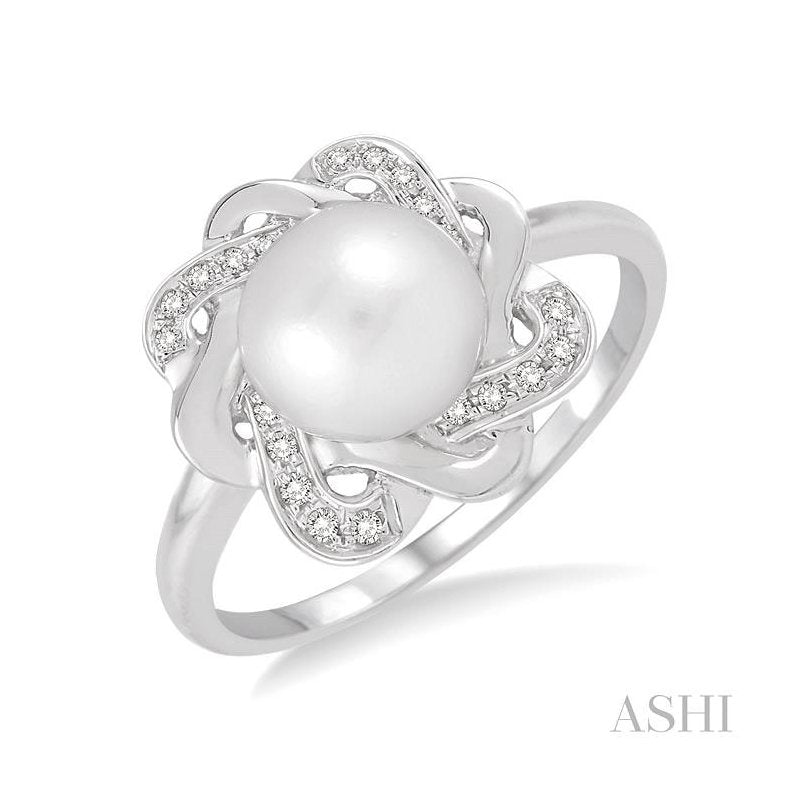 ASHI Silver Pearl & Diamond Ring 88699PPSSWPSLRG