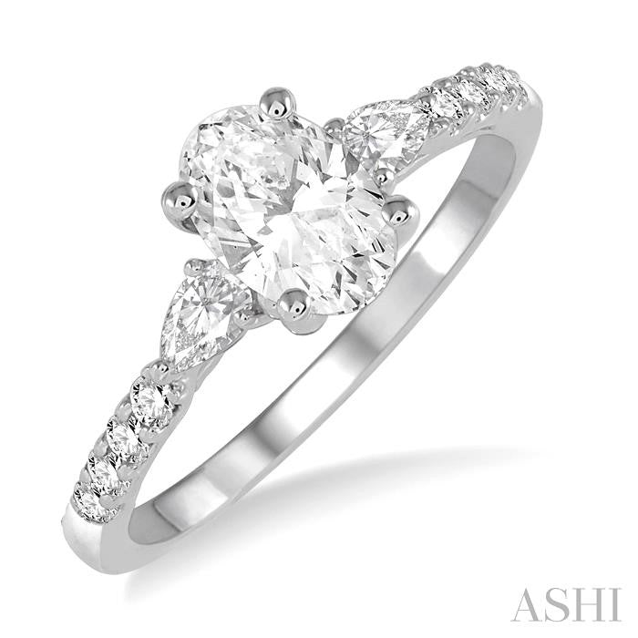 ASHI Oval Shape Semi-Mount Diamond Engagement Ring 23714PPFHWG-SM-OV