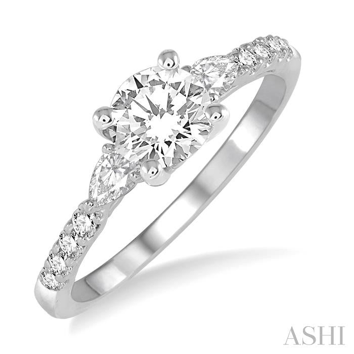 ASHI Round Shape Semi-Mount Diamond Engagement Ring 23714PPFHWG-SM-RD