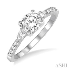 ASHI Round Shape Semi-Mount Diamond Engagement Ring 23714PPFHWG-SM-RD