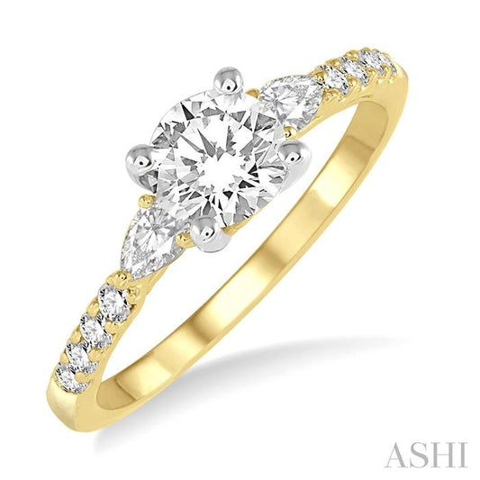 ASHI Round Shape Semi-Mount Diamond Engagement Ring 23714PPFHYW-SM-RD