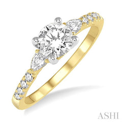 ASHI Round Shape Semi-Mount Diamond Engagement Ring 23714PPFHYW-SM-RD