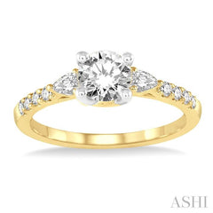 ASHI Round Shape Semi-Mount Diamond Engagement Ring 23714PPFHYW-SM-RD